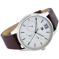 Tommy Hilfiger Damon Quartz White Dial Brown Leather Strap Watch for Men - 1791418