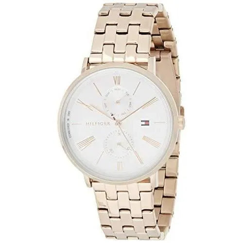 Tommy Hilfiger Jenna Quartz White Dial Rose Gold Steel Strap Watch for Women - 1782070