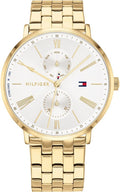 Tommy Hilfiger Jenna Quartz White Dial Gold Steel Strap Watch for Women - 1782069