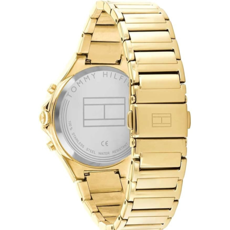 Tommy Hilfiger Eve Chronograph Quartz White Dial Gold Steel Strap Watch For Women - 1782278