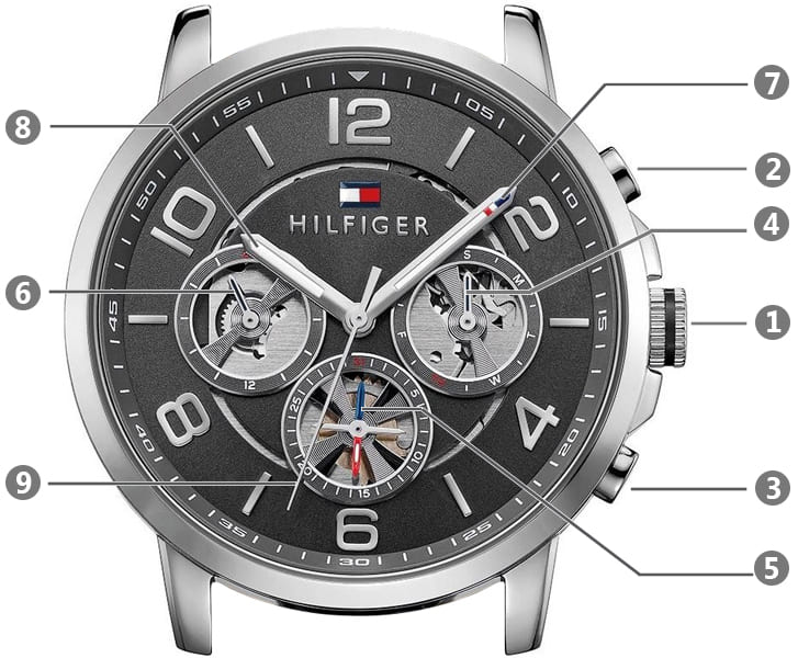 Tommy Hilfiger Keagan Quartz Grey Dial Black Leather Strap Watch for Men - 1791289