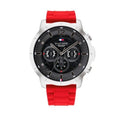 Tommy Hilfiger Luca Chronograph Quartz Grey Dial Red Silicone Strap Watch For Men - 1710490