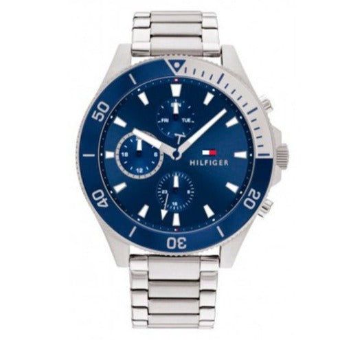 Tommy Hilfiger Larson Chronograph Blue Dial Silver Steel Strap Watch For Men - 1791917