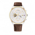 Tommy Hilfiger Weston Chronograph Silver Dial Brown Leather Strap Watch For Men - 1710501