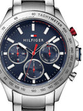 Tommy Hilfiger Hudson Chronograph Quartz Blue Dial Silver Steel Strap Watch For Men - 1791228