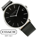 Coach Charles Black Dial Black Leather Strap Watch for Men - 14602149