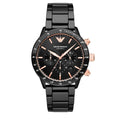 Emporio Armani Mario Ceramic Chronograph Black Dial Black Steel Strap Watch For Men - AR70002