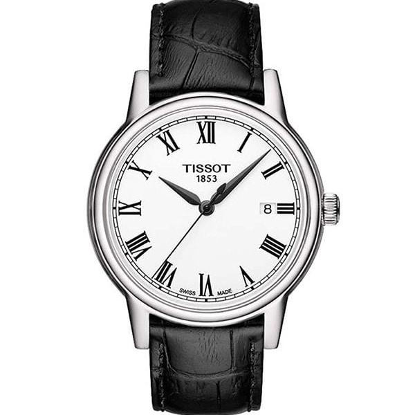 Tissot T Classic Carson White Dial Black Leather Strap Watch for Men - T085.410.16.013.00