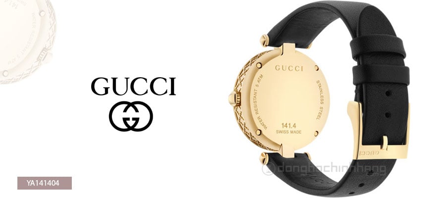 Gucci Diamantissima Mother of Pearl Dial Black Leather Strap Watch for Women - YA141404