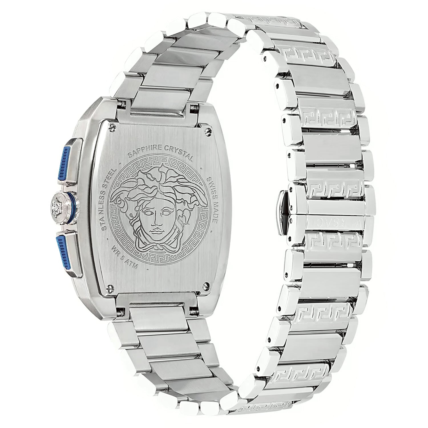 Versace Dominus Chronograph Blue Dial Silver Steel Strap Watch For Men - VE6H00423