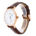 Daniel Wellington Dapper Bristol White Dial Brown Leather Strap Watch For Women - DW00100094