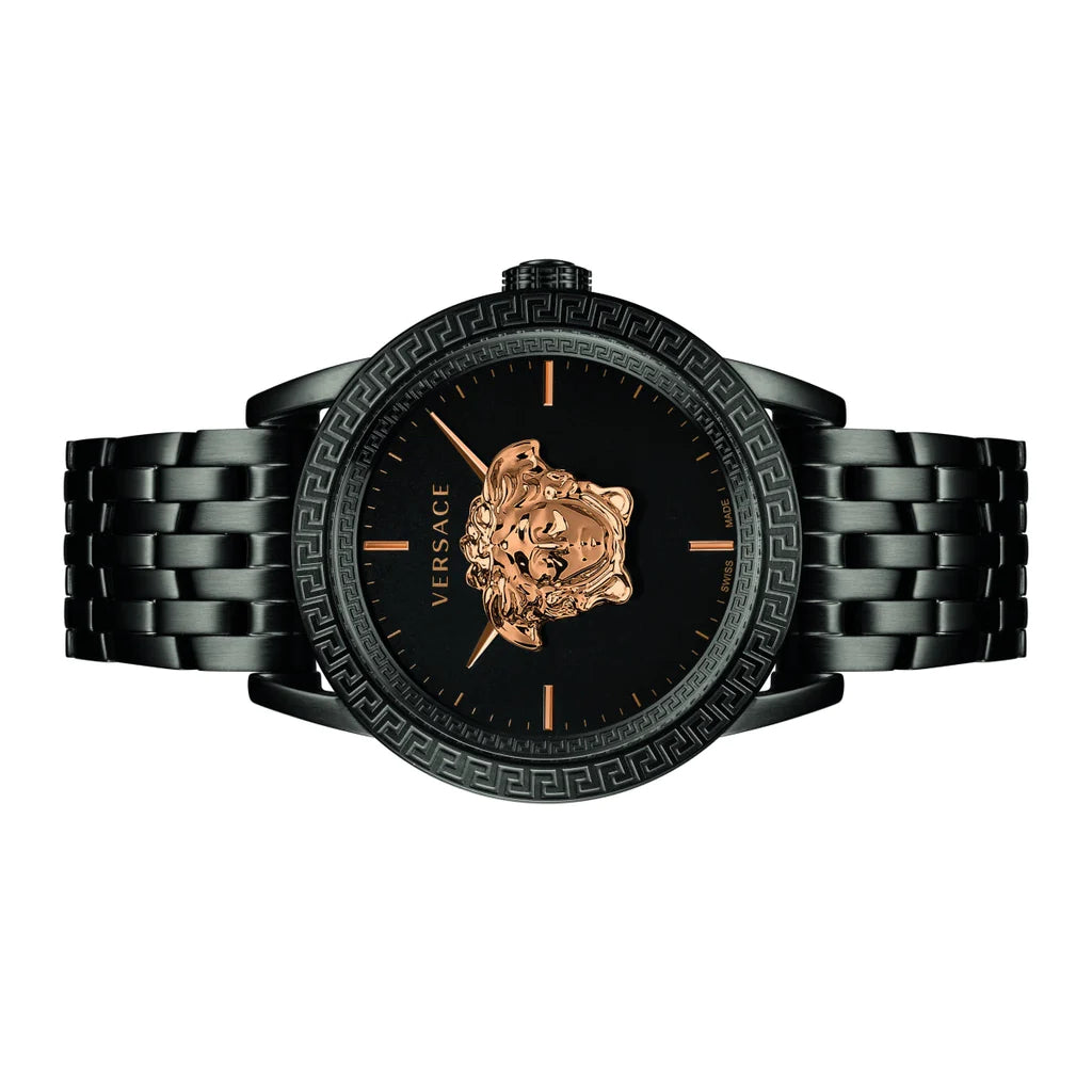 Versace Palazzo Empire Quartz Black Dial Black Steel Strap Watch For Men - VEDB00518