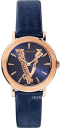 Versace Virtus Quartz Blue Dial Blue Leather Strap Watch for Women - VEHC00419