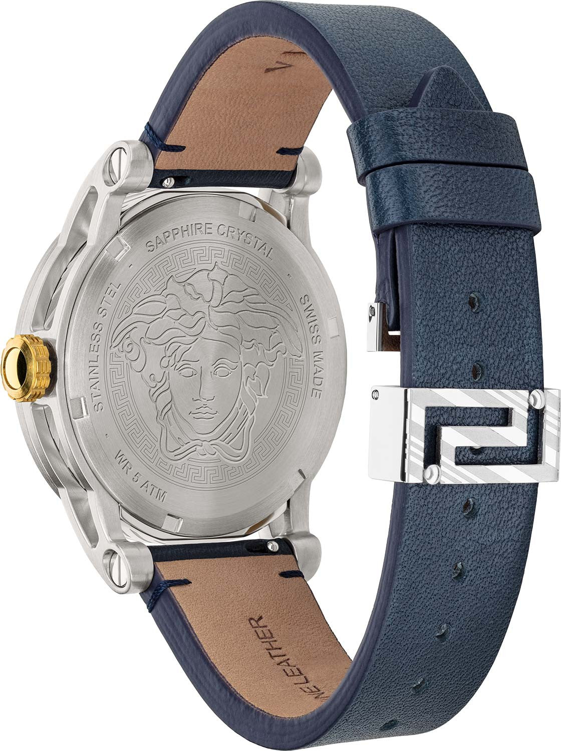 Versace Viamond Quartz White Dial Blue Leather Strap Watch For Men - VEPO00120