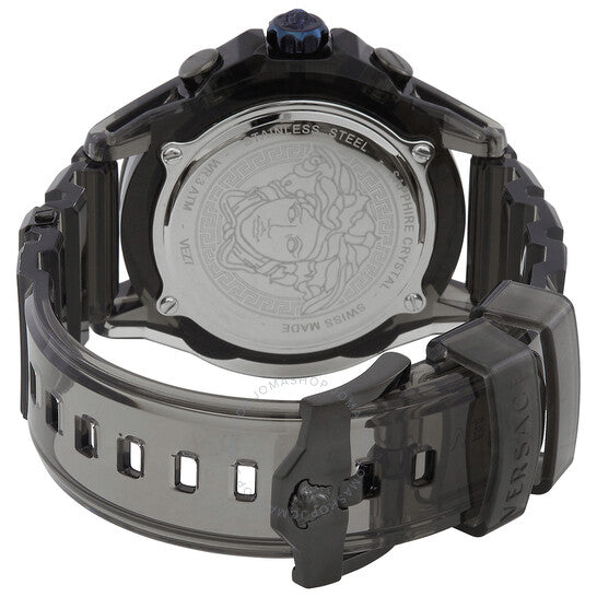 Versace icon Active Chronograph Black Dial Black Silicone Strap Watch For Men - VEZ700622