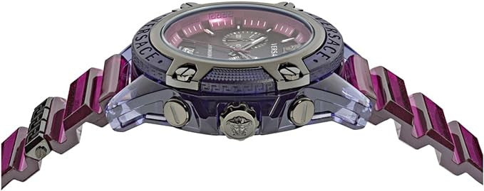 Versace Icon Active Chronograph Black Dial Purple Rubber Strap Watch For Men - VEZ701423