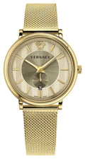 Versace V Circle Quartz Gold Dial Gold Mesh Bracelet Watch For Men - VBQ070017