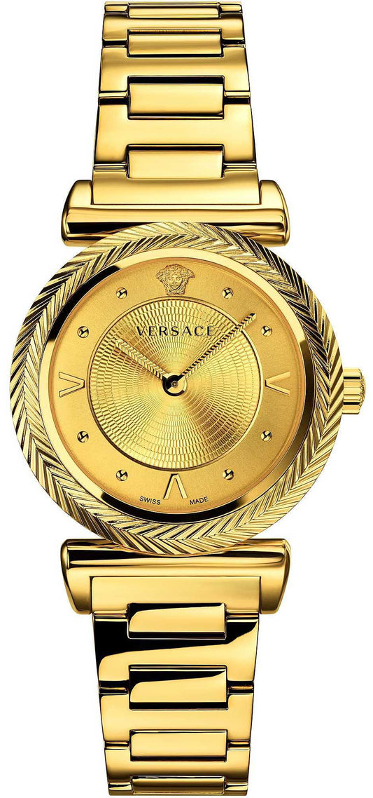 Versace V-Motif Gold Dial Gold Steel Strap Watch for Women - VERE00618