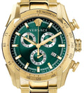 Versace V-Ray Chronograph Quartz Green Dial Gold Steel Strap Watch For Men - VE2I00621