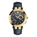 Versace V-Race Quartz Black Dial Black Leather Strap Watch For Men - VEBV00119