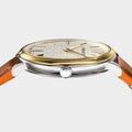 Versace V Circle Quartz White Dial Brown Leather Strap Watch For Women - VBP04017