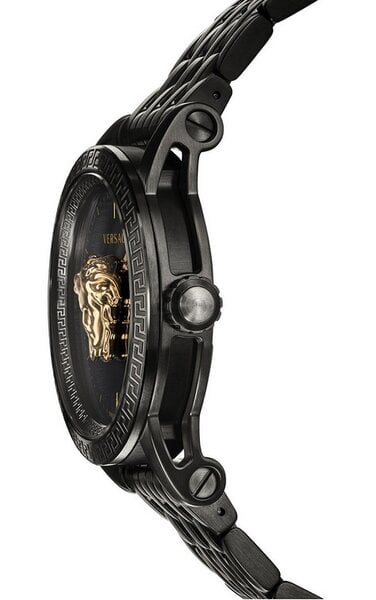 Versace Palazzo Empire Quartz Black Dial Black Steel Strap Watch For Men - VEDB00518