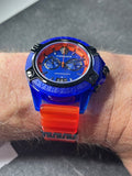 Versace Icon Active Chronograph Quartz Blue Dial Orange Rubber Strap Watch For Men - VEZ700922