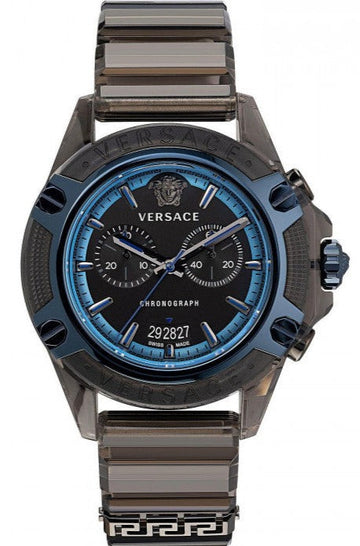 Versace icon Active Chronograph Black Dial Black Silicone Strap Watch For Men - VEZ700622