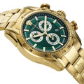 Versace V-Ray Chronograph Quartz Green Dial Gold Steel Strap Watch For Men - VE2I00621