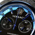 Versace icon Active Chronograph Black Dial Black Silicone Strap Watch For Men - VEZ700622