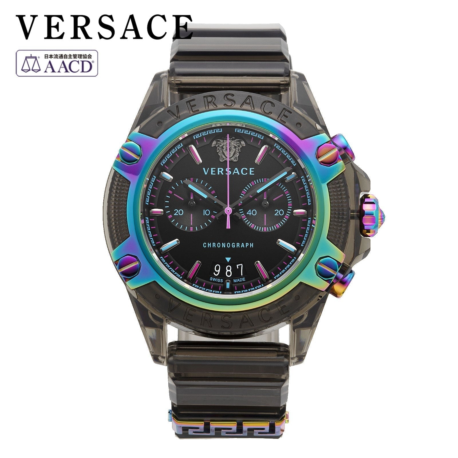 Versace Icon Active Chronograph Quartz Black Dial Black Steel Strap Watch For Men - VEZ701022