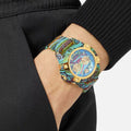 Versace Icon Active Chronograph Blue Dial Green Rubber Strap Watch For Men - VEZ701322