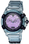 Versace Icon Active Chronograph Purple Dial Blue Silicone Strap Watch For Men - VEZ701523