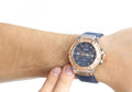 Guess Rigor Analog Blue Dial Blue Denim Strap Watch For Men - W0040G6