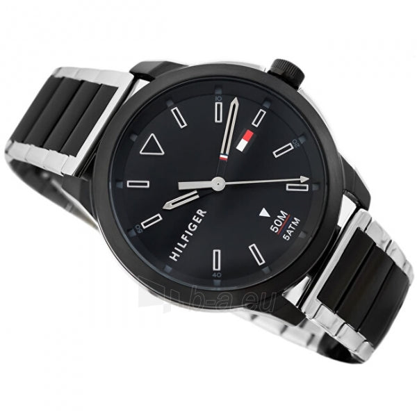 Tommy Hilfiger Sneaker Quartz Black Dial Two Tone Steel Strap Watch for Men - 1791619