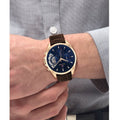 Tommy Hilfiger Baker Chronograph Blue Dial Brown Leather Strap Watch For Men - 1710453