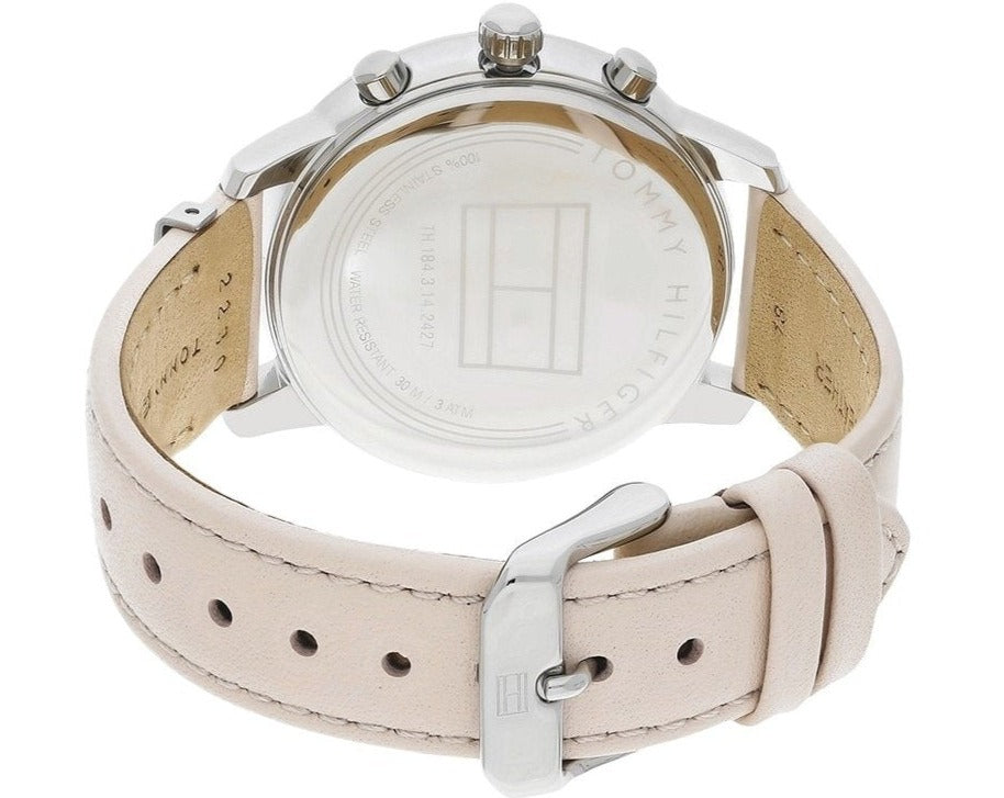 Tommy Hilfiger Blake Chronograph Silver Dial Pink Leather Strap Watch For Women - 1781906