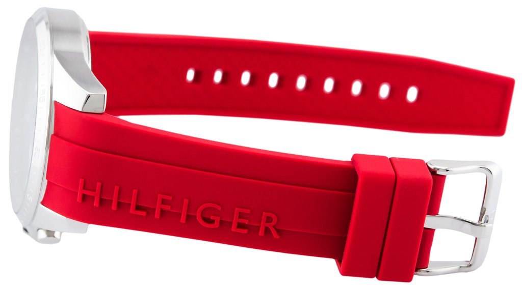 Tommy Hilfiger Decker Quartz Black Dial Red Rubber Strap Watch for Men - 1791351