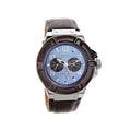 Guess Rigor Analogue Quartz Blue Dial Brown Leather Strap Watch For Men - W0040G10