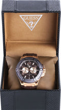 Guess Rigor Analog Brown Dial Brown Leather Strap Watch For Men - W0040G3