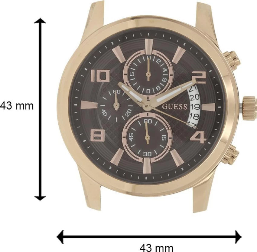 Guess Exec Chronograph Brown Dial Brown Leather Strap Watch For Men - W0076G4