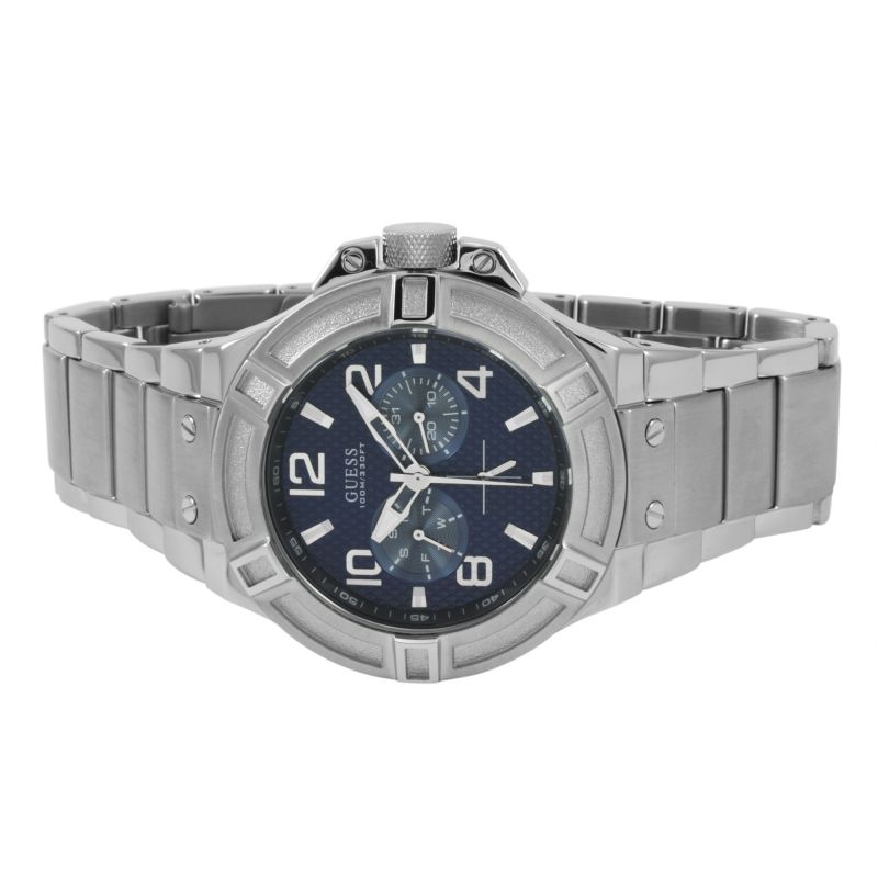 Guess Rigor Quartz Black Dial Silver Steel Strap Watch For Men - W0218G2