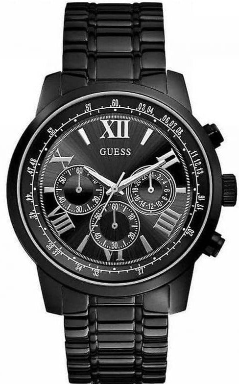 Guess Horizon Chronograph Black Dial Black Steel Strap Watch For Men - W0379G2