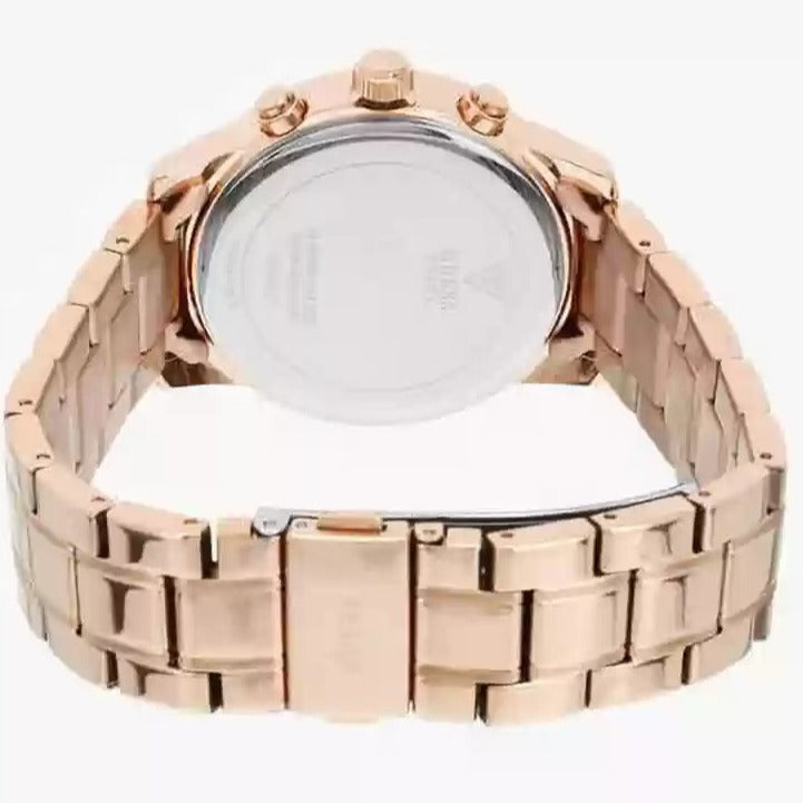 Guess Mini Surprise Analog Silver Dial Rose Gold Steel Strap Watch For Women - W0623L2