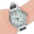 Guess Swirl Quartz Silver Dial White Silicone Strap Watch for Women - W1096L1