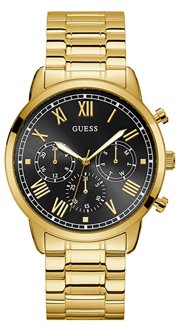 Guess Hendrix Multifunction Black Dial Gold Steel Strap Watch for Men - W1309G2