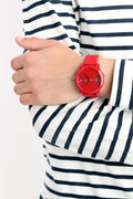 Tommy Hilfiger Denim Red Dial Red Rubber Strap Watch for Men - 1791557