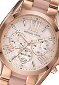 Michael Kors Bradshaw Chronograph Pink Dial Two Tone Steel Strap Watch For Women - MK6830