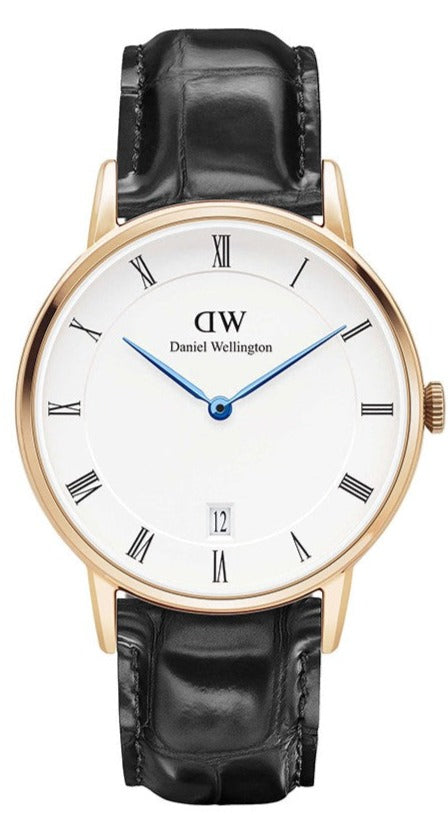 Daniel Wellington Dapper Reading White Dial Black Leather Strap Watch For Women - DW00100118