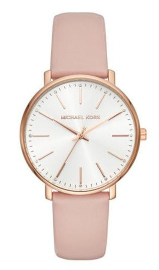 Michael Kors Pyper Quartz White Dial Pink Leather Strap Watch For Women - MK2741